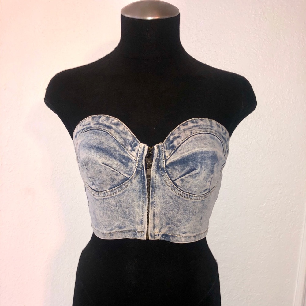 Denim Bustier ( Acid-wash finish) (#1)